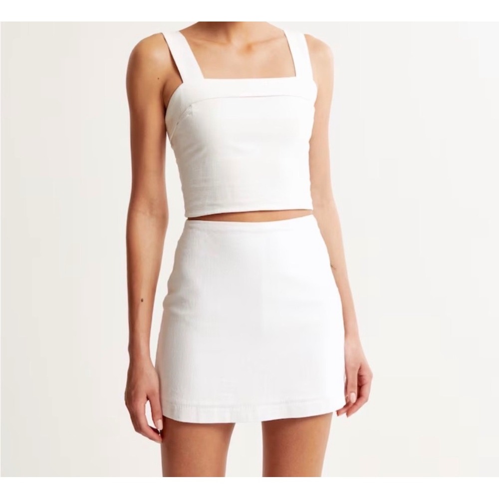 Abercrombie & Fitch Cotton Linen European Summer White Skirt Skort Boho XS